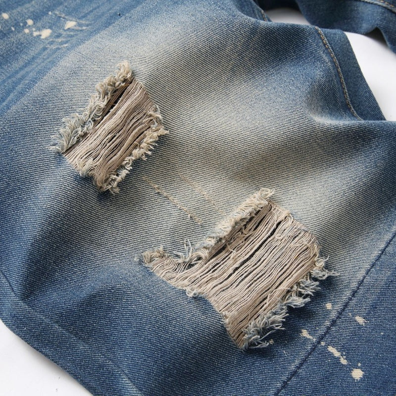 Denim shorts High-quality trendy Distressed with holes casual pure cotton Non-stretch plus-size men's clothing