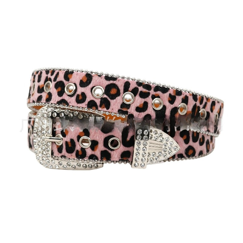 Hip-hop punk rhinestone belt skull punk style