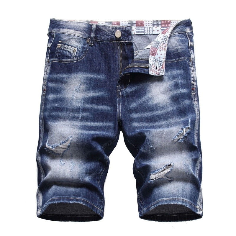 Denim shorts High-quality trendy casual pure cotton Non-stretch plus-size men's clothing