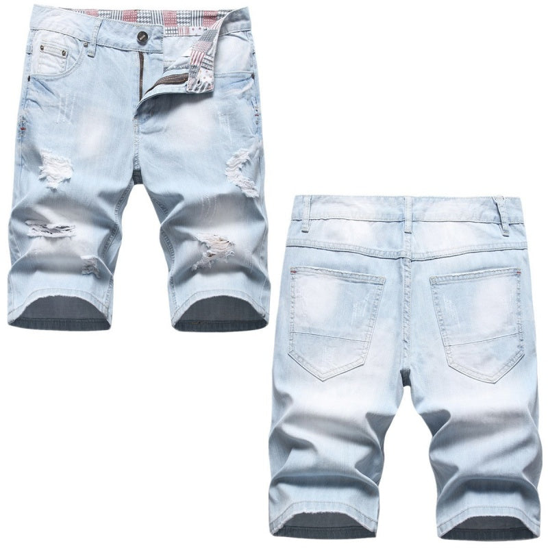 Denim shorts High-quality trendy casual pure cotton Non-stretch plus-size men's clothing