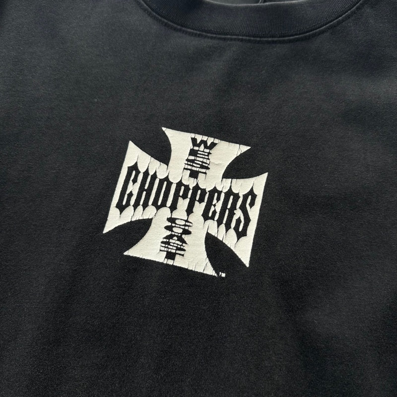 ERD T Shirts Distressed Iron Cross Letter Print Oversized Black Daily Street