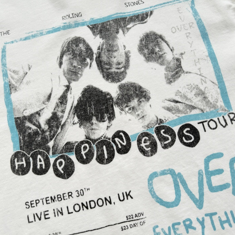Unisex Vintage T Shirts Saint x The Rolling Stones "Happiness Tour" London Exclusive – Heavyweight 320g fabric (retaining its weight and quality after washing) featuring vintage single-stitch construction and blind-stitch detailing.