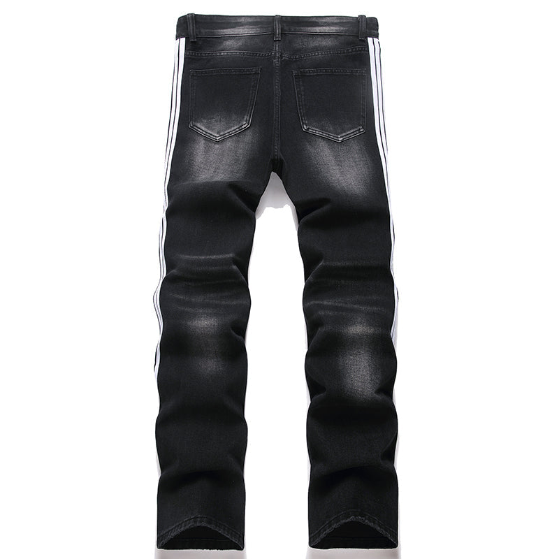 Mens Fashion Jeans White stripes 5725# Pure cotton high quality