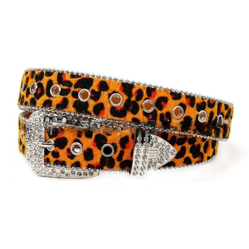 Hip-hop punk rhinestone belt skull wide belt