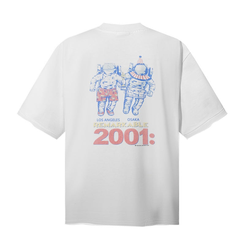 Saint Michael T Shirts Retro Space Figure Two-sided Typography Design