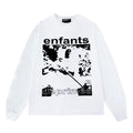 ERD Long sleeved shirt White Casual Top Abstract Fragmented Print Bold Letter Graphics