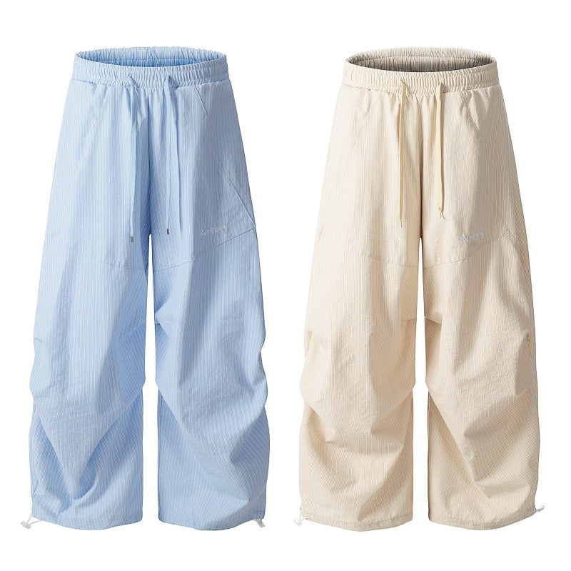 American-style streetwear harem pants Elastic Waist Striped Baggy Pants