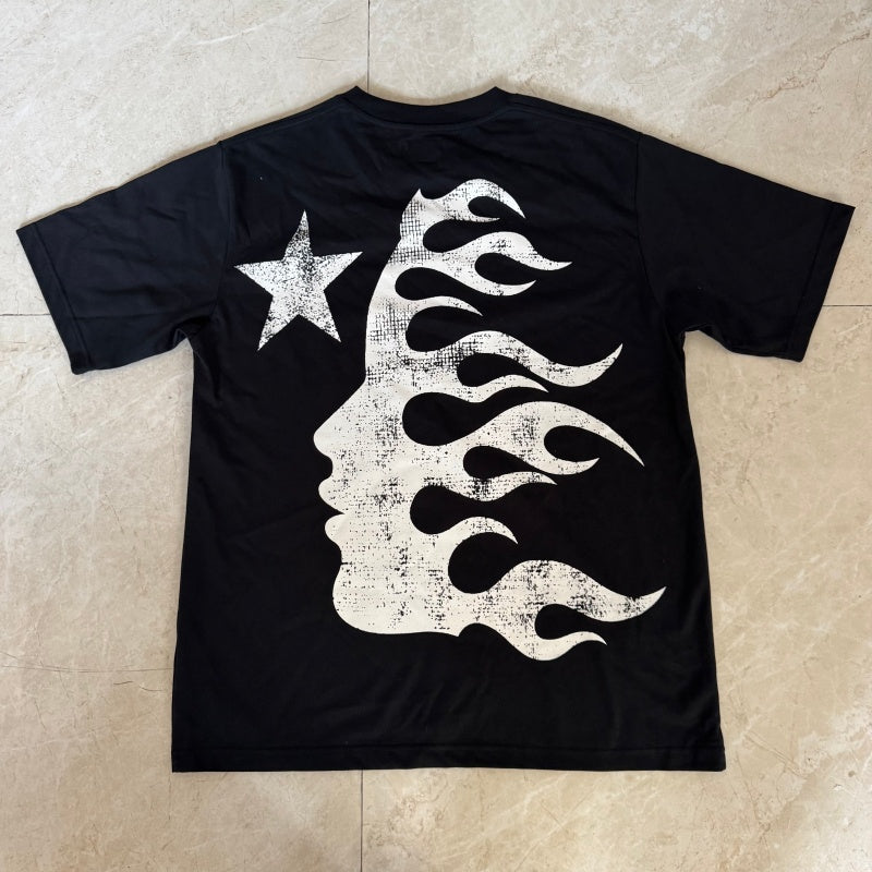 Vintage-style American T-shirt Worn Texture Sinister Smiley Design