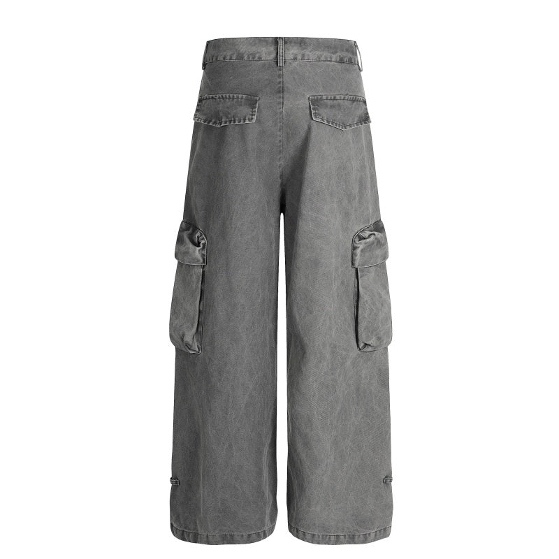 American-style streetwear harem pants Beaded Charm Multi-Pocket Cargo
