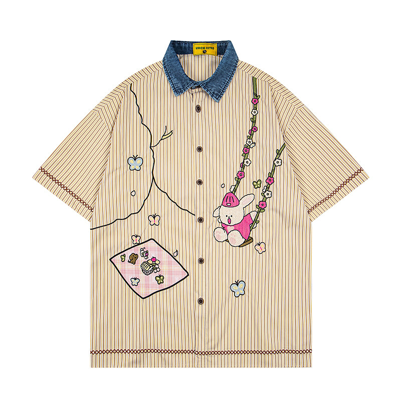 Unisex vintage T-shirt Polo shirt with a stand-up collar