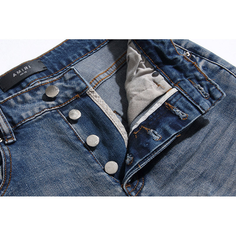 AM Jeans Embroidered Stretch Slim-Fit Jeans