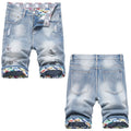 Denim shorts High-quality trendy Distressed with holes casual pure cotton Non-stretch plus-size men's clothing