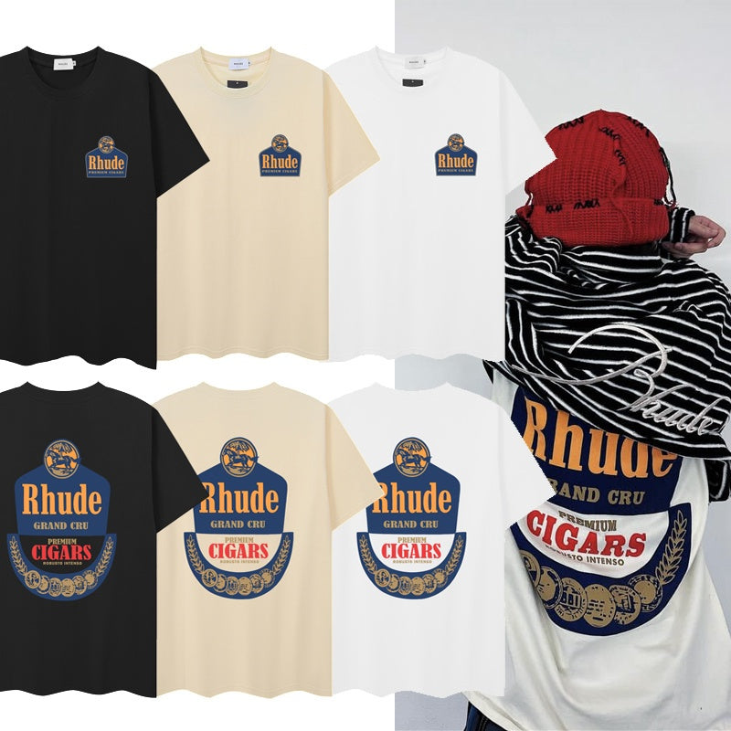 RHUDE T Shirts Antique Cigar Crest Emblem Motif