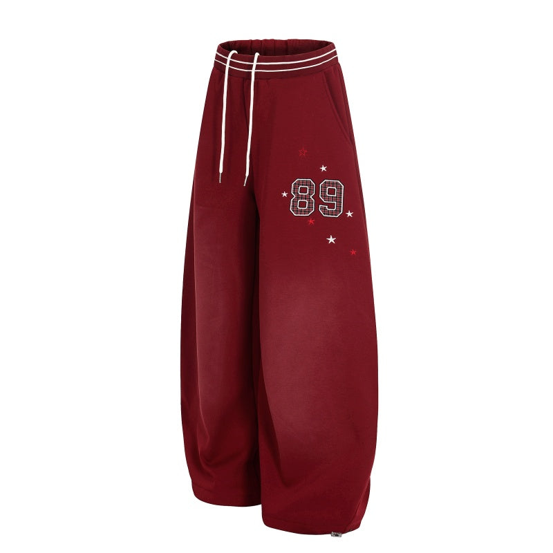 American-style streetwear harem pants Thickened Relaxed Baggy Pants with Toggle Hems