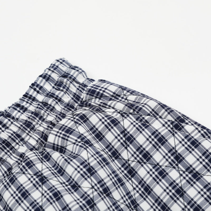 American-style streetwear harem pants Blue Check Plush Lined Cherry Decor Wide Cotton-padded trousers