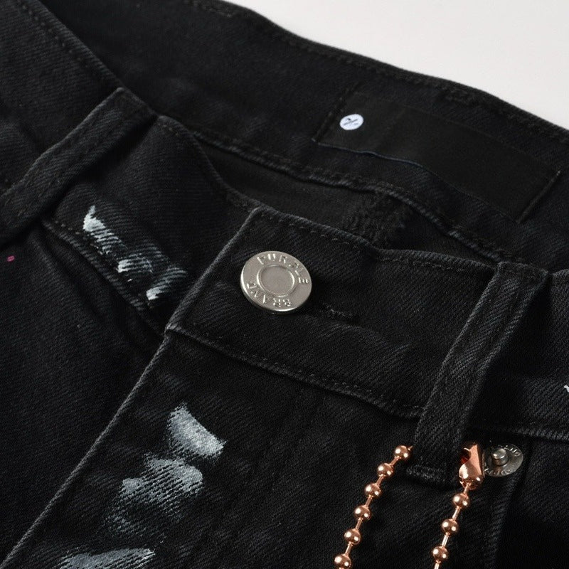 Purple brand Jeans High-quality pure cotton streetwear trousers Splashed ink