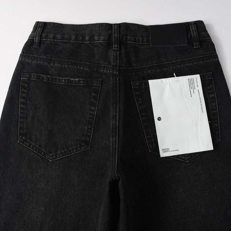Purple brand Jeans High-quality pure cotton streetwear trousers Rhinestone-embellished loose straight-leg trousers