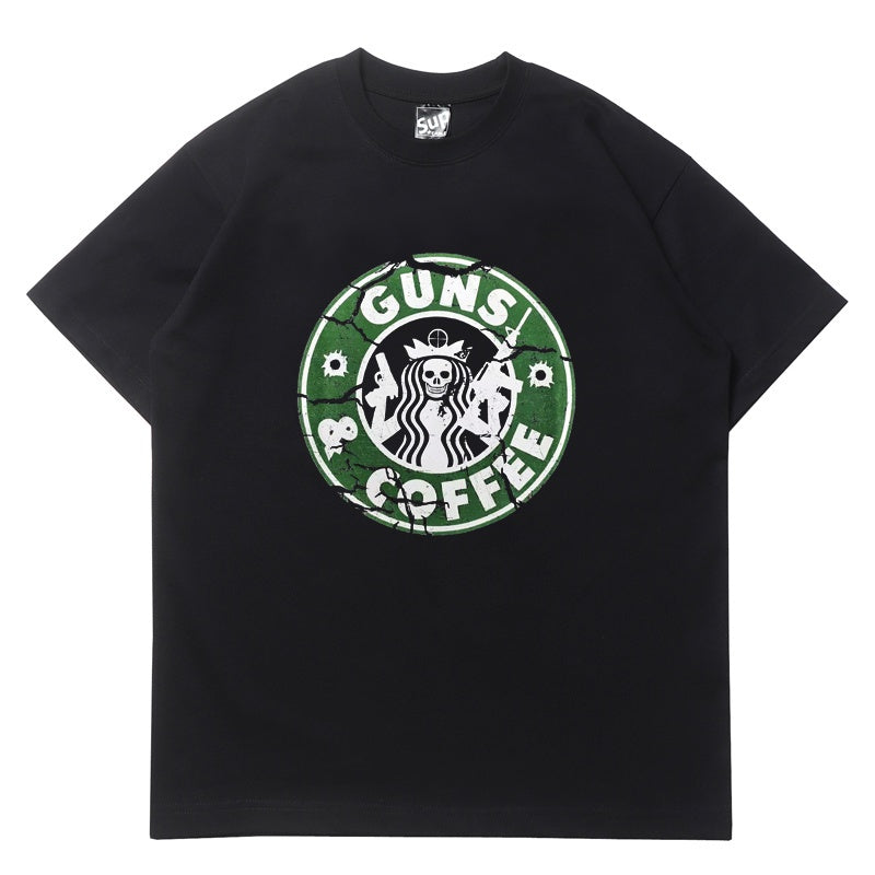 Mens T-shirt Vintage American-style Prank Starbucks