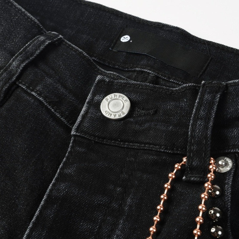 Purple brand Jeans High-quality pure cotton streetwear trousers Rhinestone