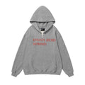 ERD Hoodie Light Gray Half-Zip Loose Top Minimal Red Script Chest Graphic