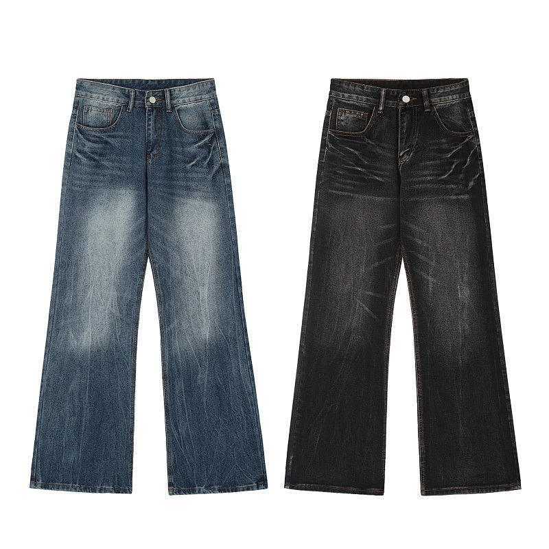 American-style streetwear harem pants Multiple Flap Pockets Streetwear Wide Denim