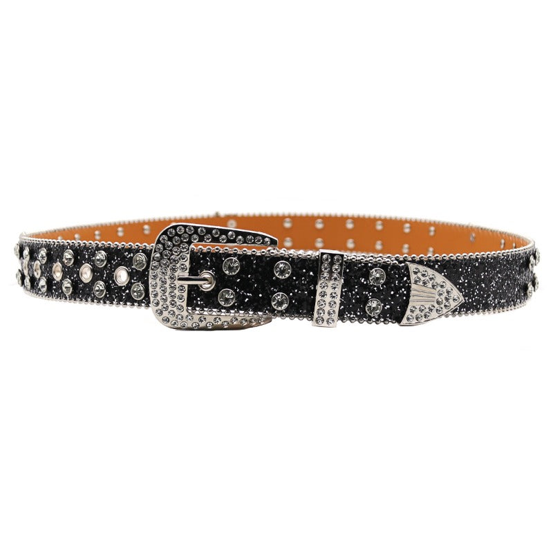 Hip-hop punk rhinestone belt skull wide belt