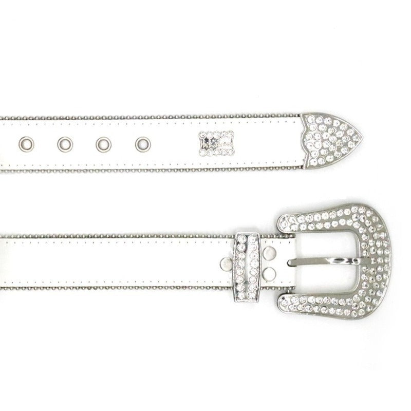 Hip-hop punk rhinestone belt full diamond alloy pin buckle punk style