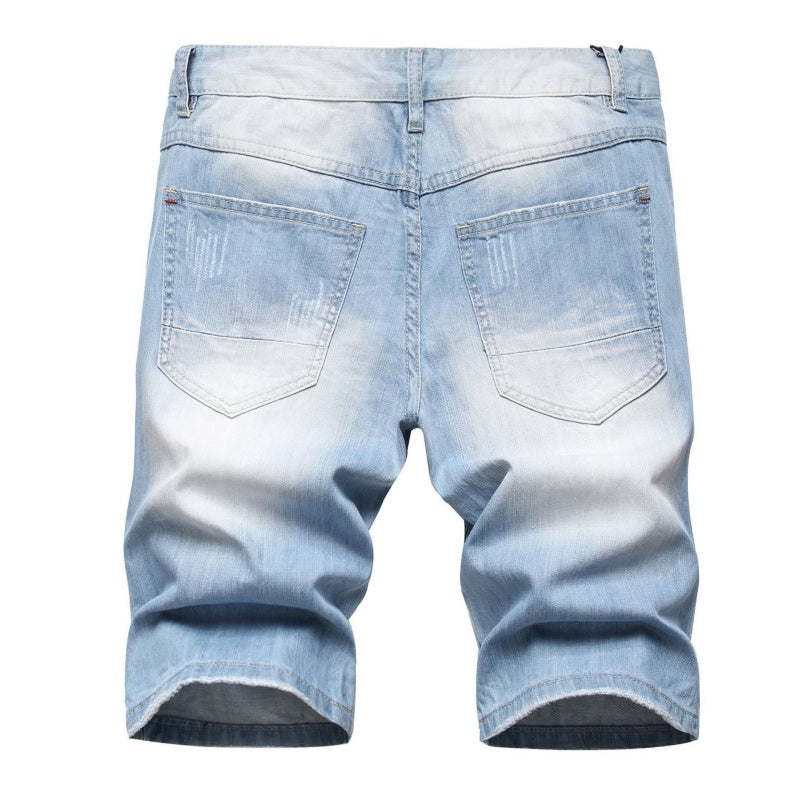 Denim shorts High-quality trendy casual pure cotton Non-stretch plus-size men's clothing