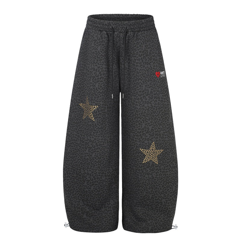 American-style streetwear harem pants Vintage Leopard Star Graphic Joggers