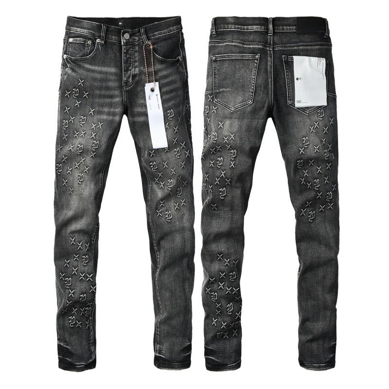 Purple brand Jeans High-quality pure cotton streetwear trousers embroidery