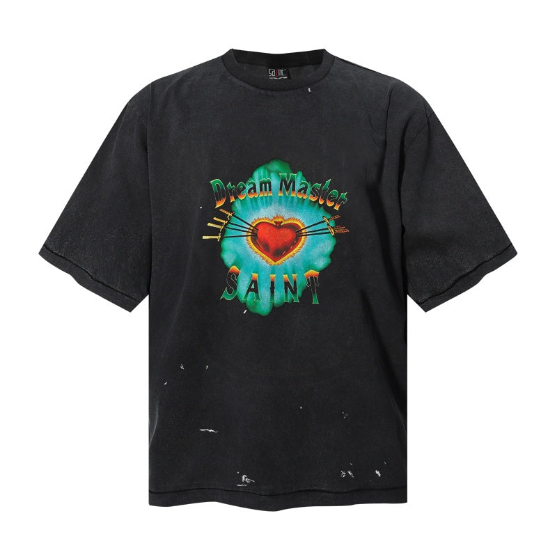 Saint Michael T Shirts Dream Master Saint Sacred Heart Distressed Black