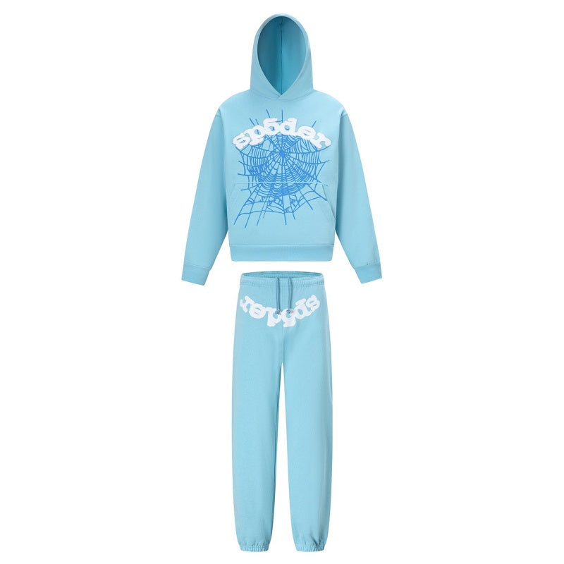 Spiderweb hoodie & sweatpants 2 piece set High-quality pure cotton for autumn and winter