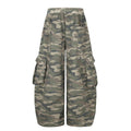 American-style streetwear harem pants Faded Camo Drawstring Wide Leg Cargo