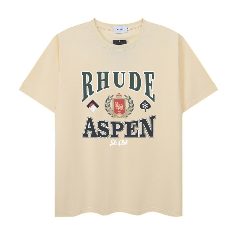RHUDE T Shirts Distressed Aspen Lettering Art