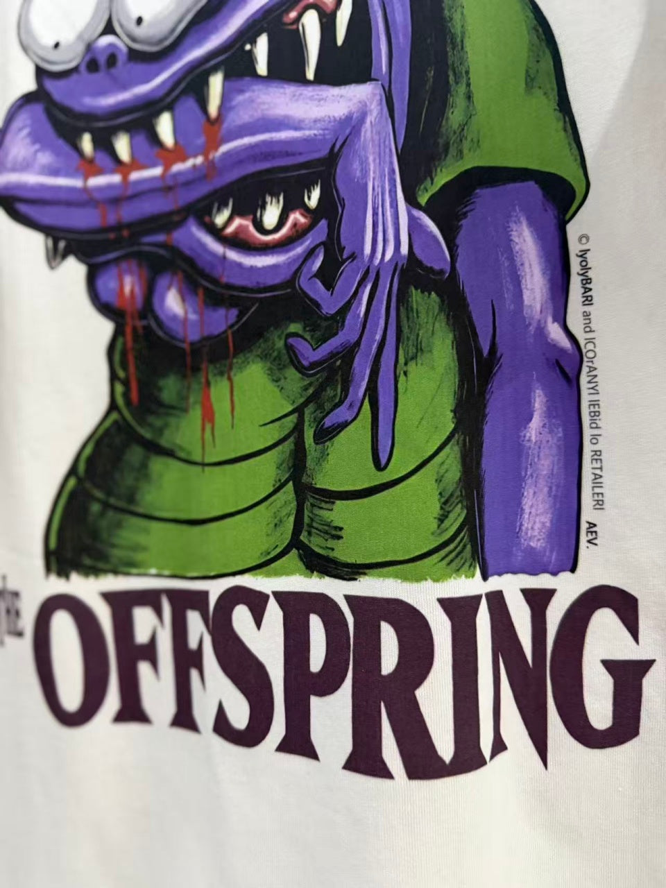 Vintage style washed summer wear T shirt Purple monster