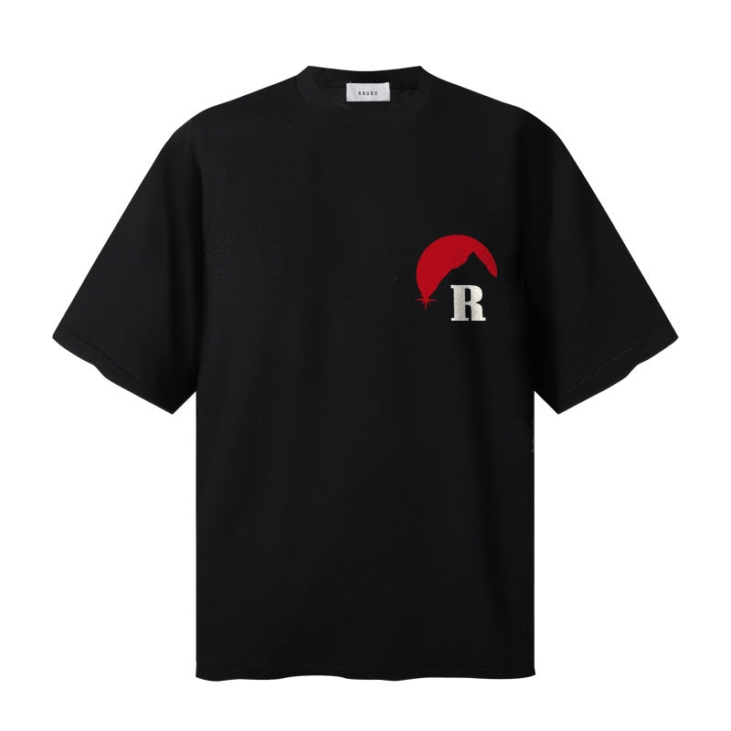RHUDE T Shirts Vintage Travel Mountain Water Illustration
