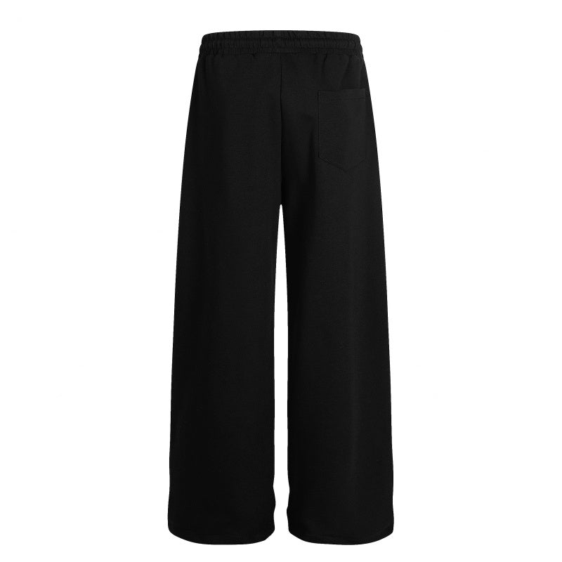 American-style streetwear harem pants Grey & Black Cursive Letter Baggy Trousers