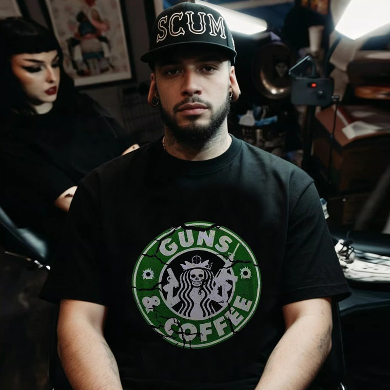Mens T-shirt Vintage American-style Prank Starbucks