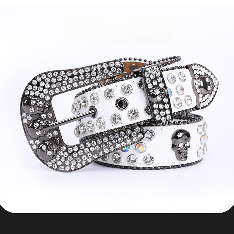 Hip-hop punk rhinestone belt kids skull accessories