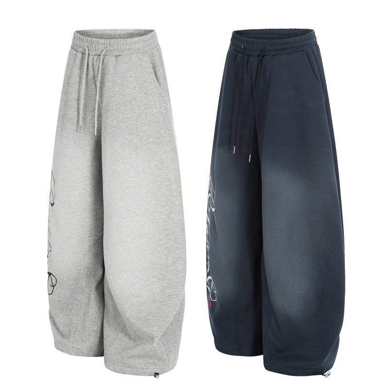 American-style streetwear harem pants Fleece-lined and thickened Gradient Fade Hem Casual Trousers