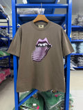 Vintage style washed summer wear T shirt Purple spiky tongue