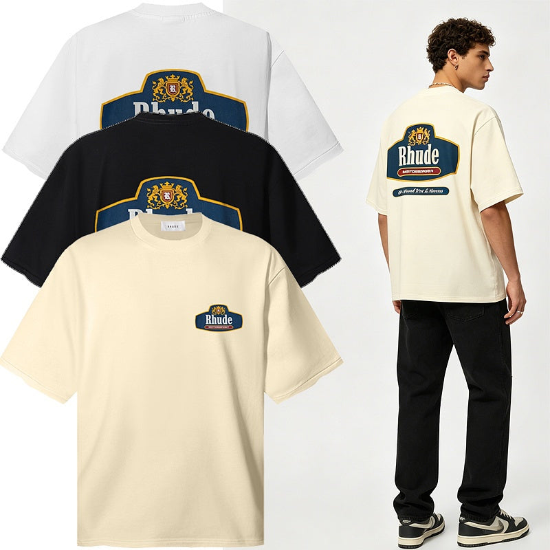 RHUDE T Shirts Dual-Side Antique Tag Motif