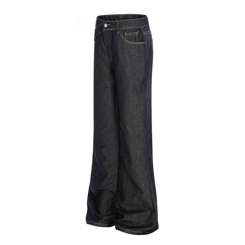 American-style streetwear harem pants Raw Dark Wash Flared Denim