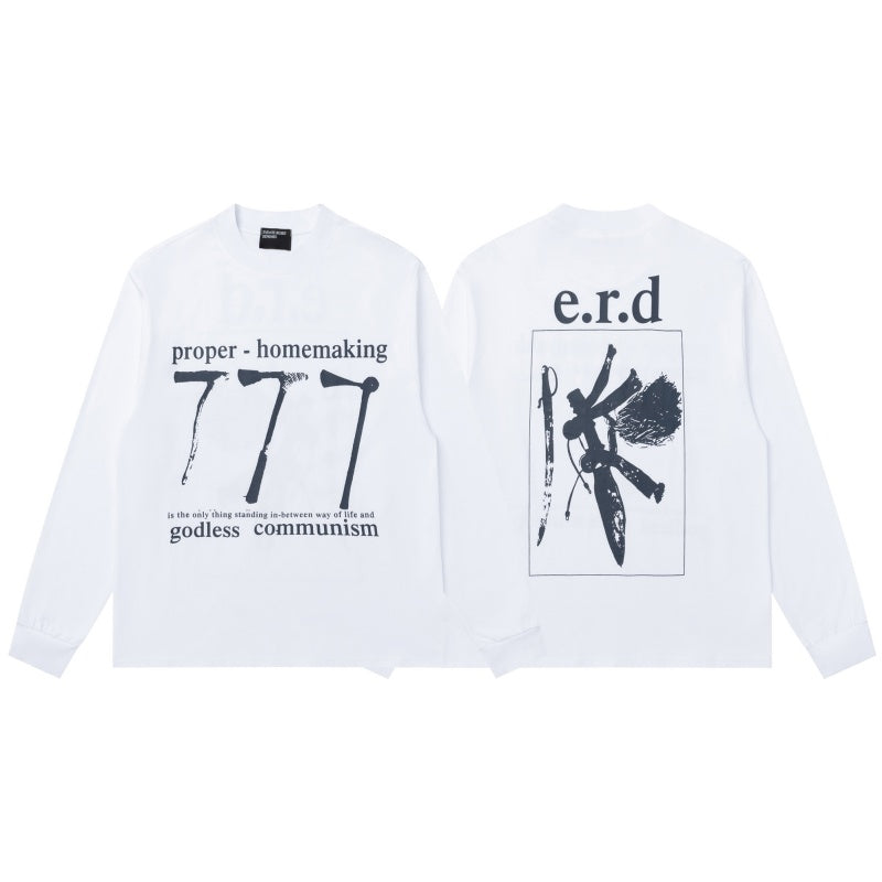 ERD Long sleeved shirt White Fit Front 777 Tool Typo Back Framed Abstract Art Print