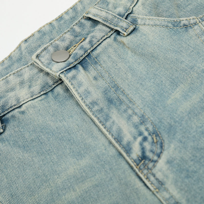 American-style streetwear harem pants Curved Seam Wide Leg Denim