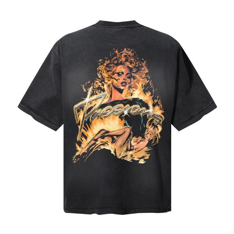 Saint Michael T Shirts 90s Vintage Burning Female Figure Script Print