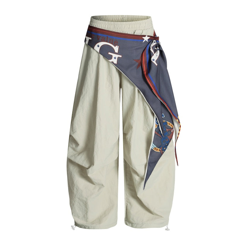 American-style streetwear harem pants Bandana Sash Parachute Barrel Bottoms