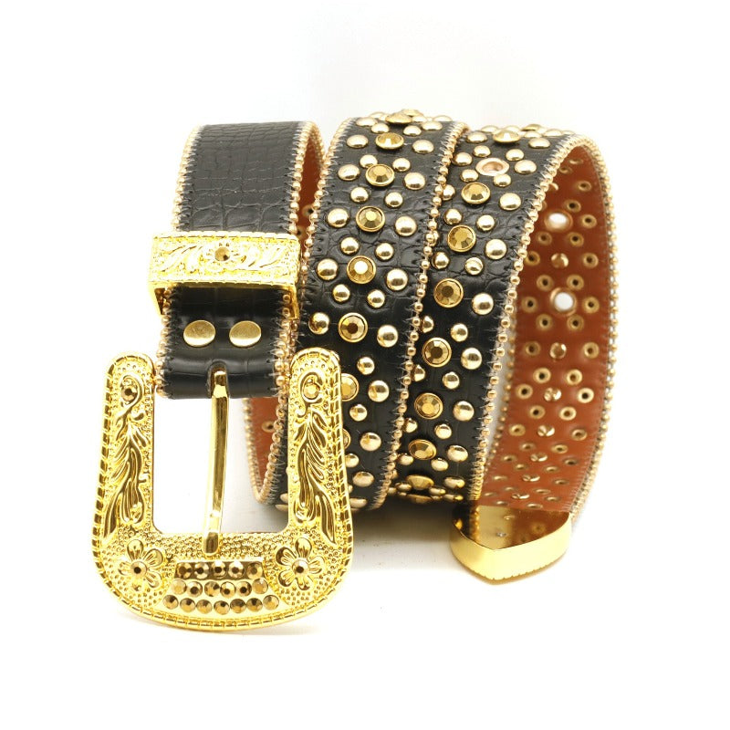 Hip-hop punk rhinestone belt punk style