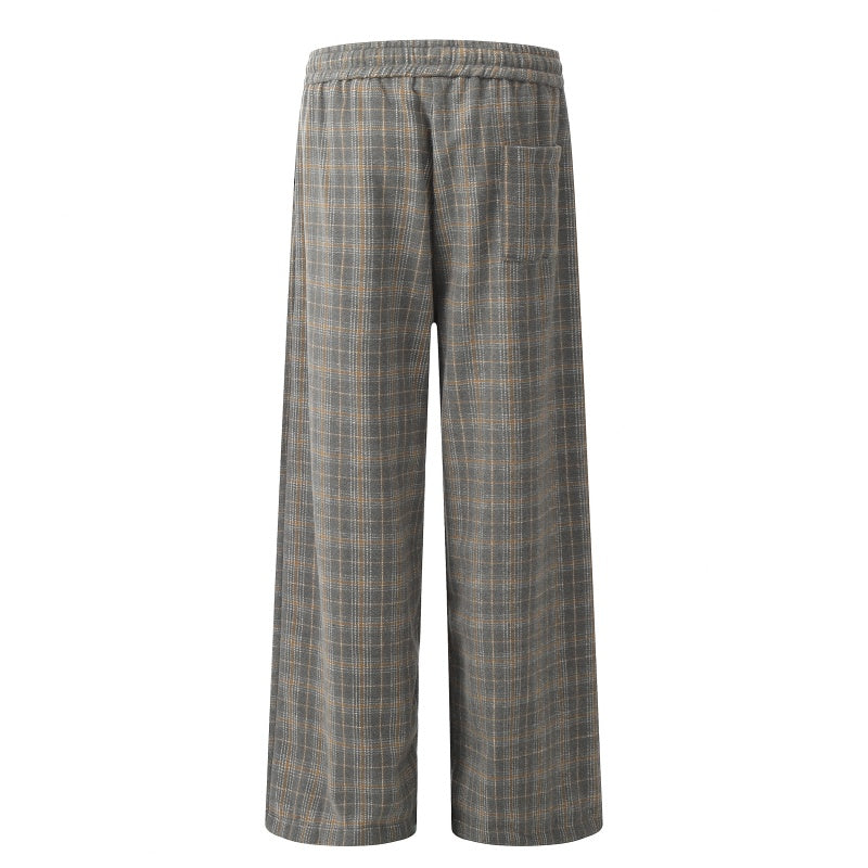 American-style streetwear harem pants Retro Purple Grey Check Relaxed Wide Leg Pants