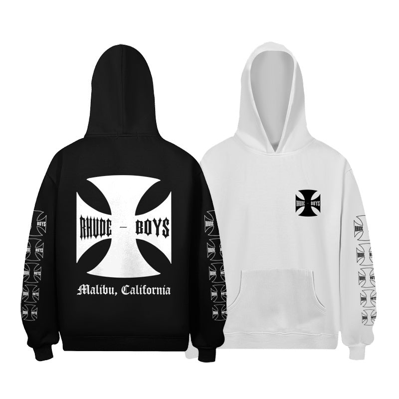 RHUDE Hoodie Old English Cross Sleeve Repeat Motif